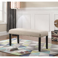 Fabric Dining Bench With Nailhead Trim And Solid Hardwood Legs