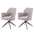 Fabric Dining Chair Set Of 2 Modern Soft Cushioned Rotating Dining Chairs Comfortable Backrest Armchair