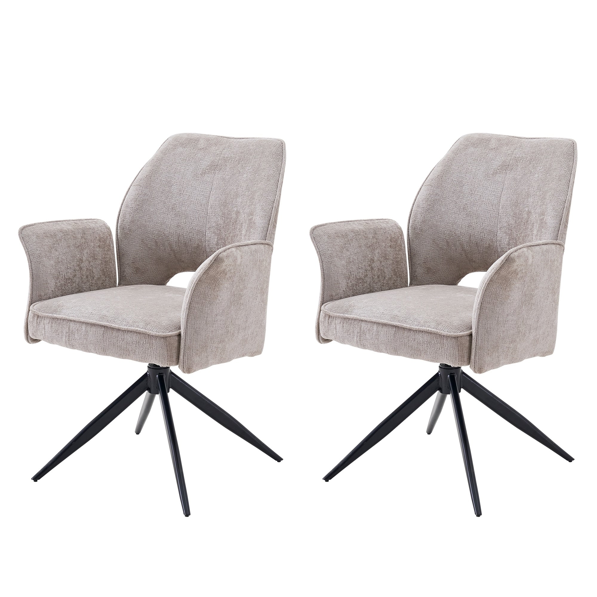 Fabric Dining Chair Set Of 2 Modern Soft Cushioned Rotating Dining Chairs Comfortable Backrest Armchair
