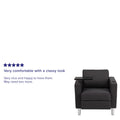 Fabric Guest Chair With Tablet Arm Tall Chrome Legs Cup Holder