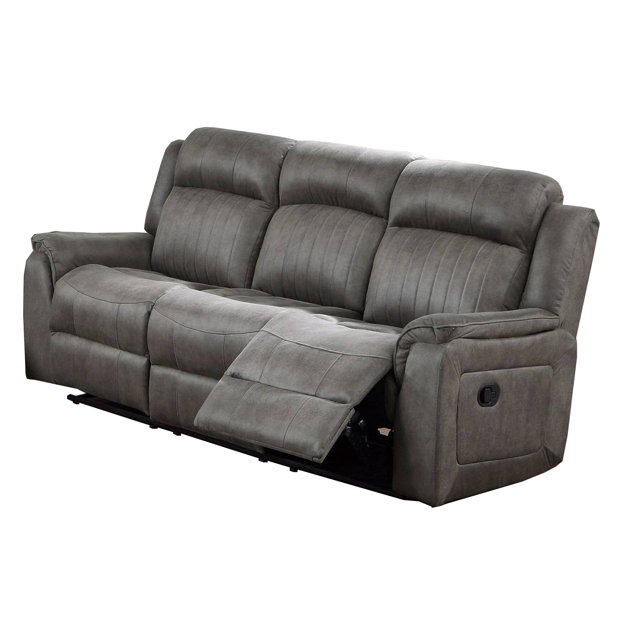 Fabric Manual Motion Sofa With Pillow Top Arms Gray