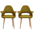 2Xhome Fabric Mid Century Modern Accent Chairs Natural Leg In Green Set Of 2