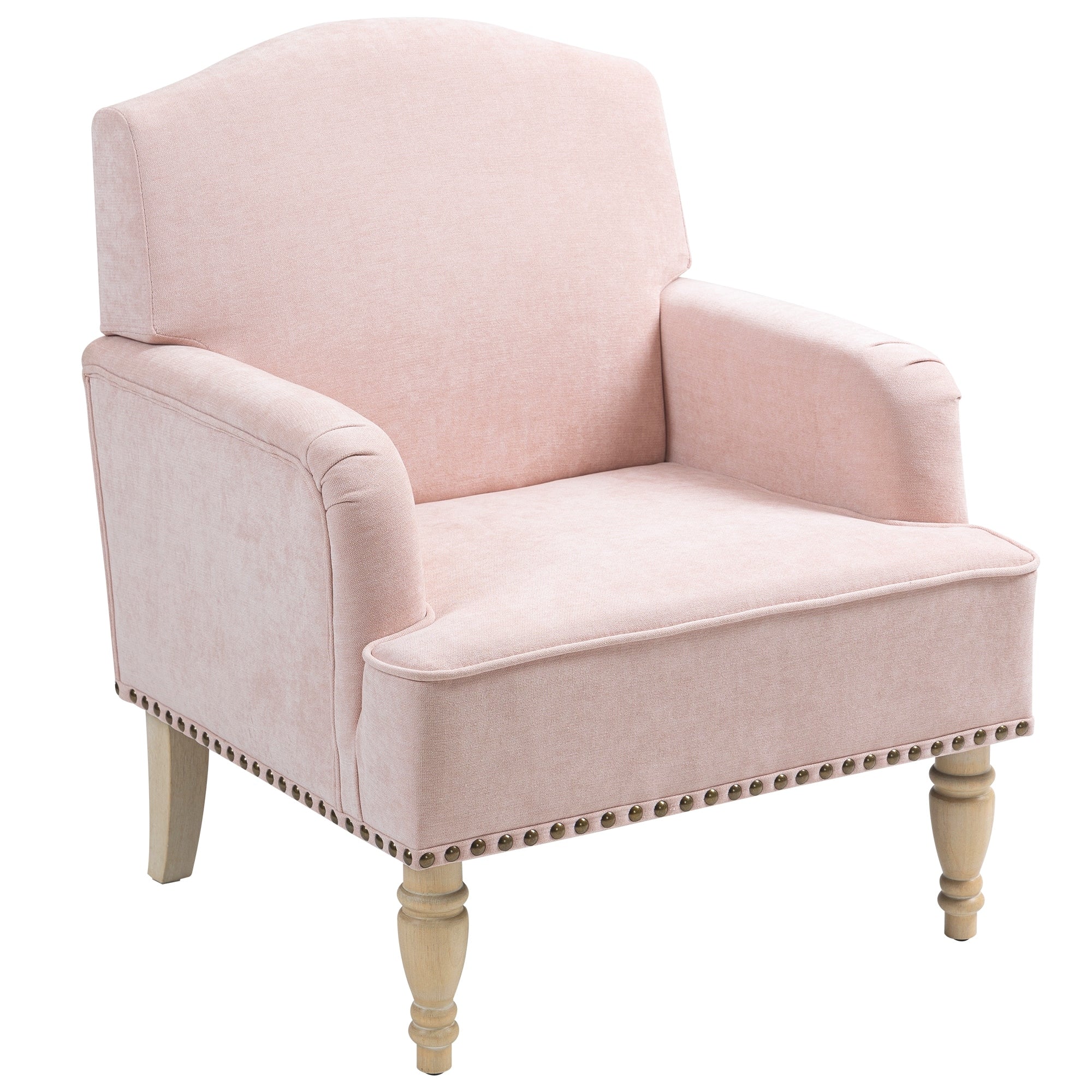 Fabric Side Chair Accent Chair With Wooden Legs Vanity Chair Armchair Club Chair With Nailhead Trim