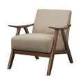 Fabric Upholstered Accent Chair With Curved Armrests Light Brown