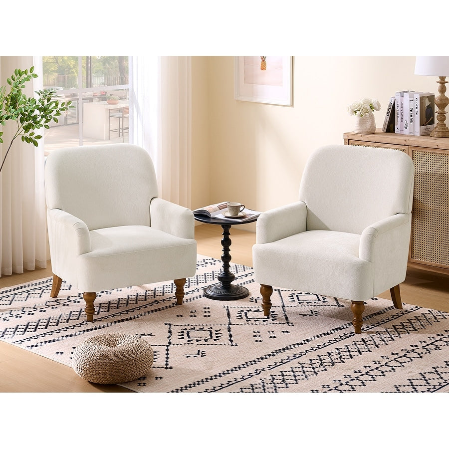 Fabric Upholstered Armchair Modern Wingback Accent Chair