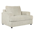 Fabric Upholstered Chair And A Half With T Cushioned Seat Light Gray