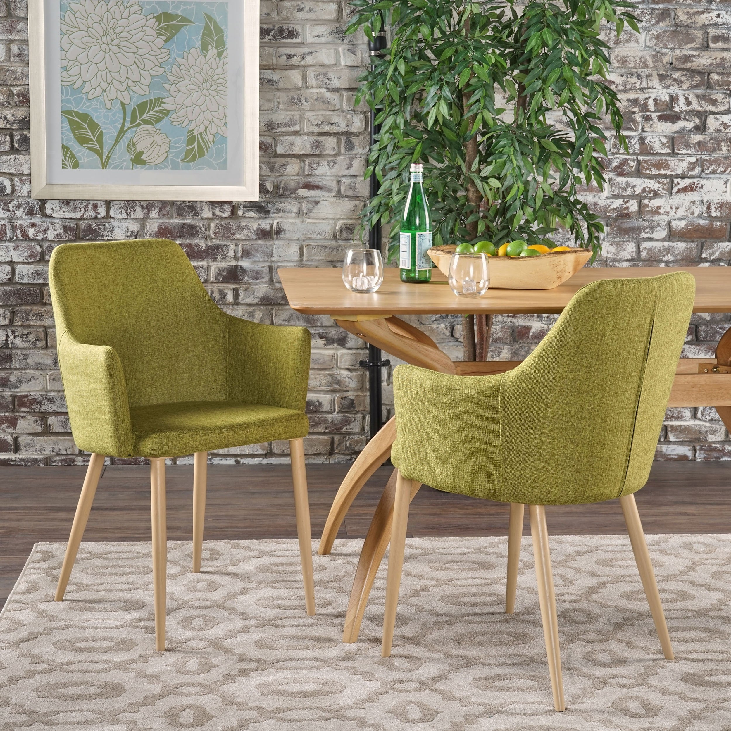 Fabric Upholstered Dining Chairs Green Armchairs Family Party Dining Chairs Set Of 2 Vanity Chair Side Chair