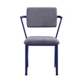 Fabric Upholstered Metal Base Chair With Flared Armrest Blue And Gray
