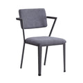 Fabric Upholstered Metal Dining Chair Set Of 2 Gray And Black