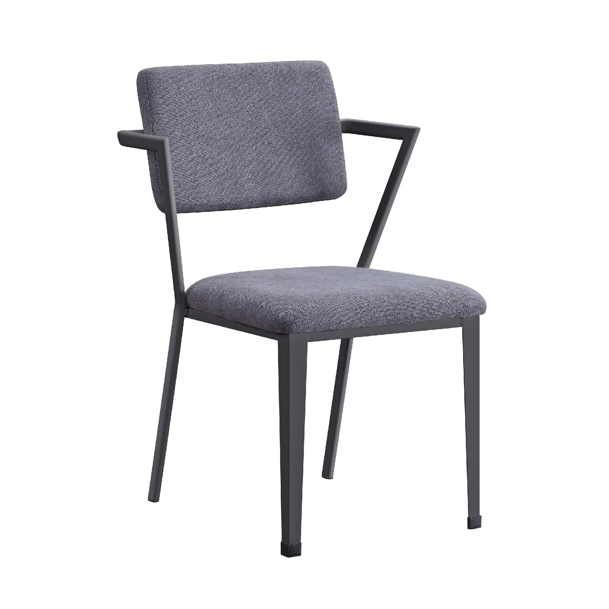 Fabric Upholstered Metal Dining Chair Set Of 2 Gray And Black