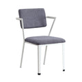 Fabric Upholstered Metal Dining Chair Set Of 2 White And Gray
