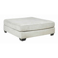 Fabric Upholstered Oversized Ottoman With Tapered Legs Off White