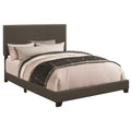 Fabric Upholstered Queen Size Platform Bed With Nail Head Trim Charcoal Gray