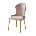 Fabric Upholstered Side Chair With Spindle Legs Set Of 2 Beige And Gold