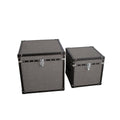 Fabric Upholstered Square Trunk With Nailhead Details Gray Set Of 2