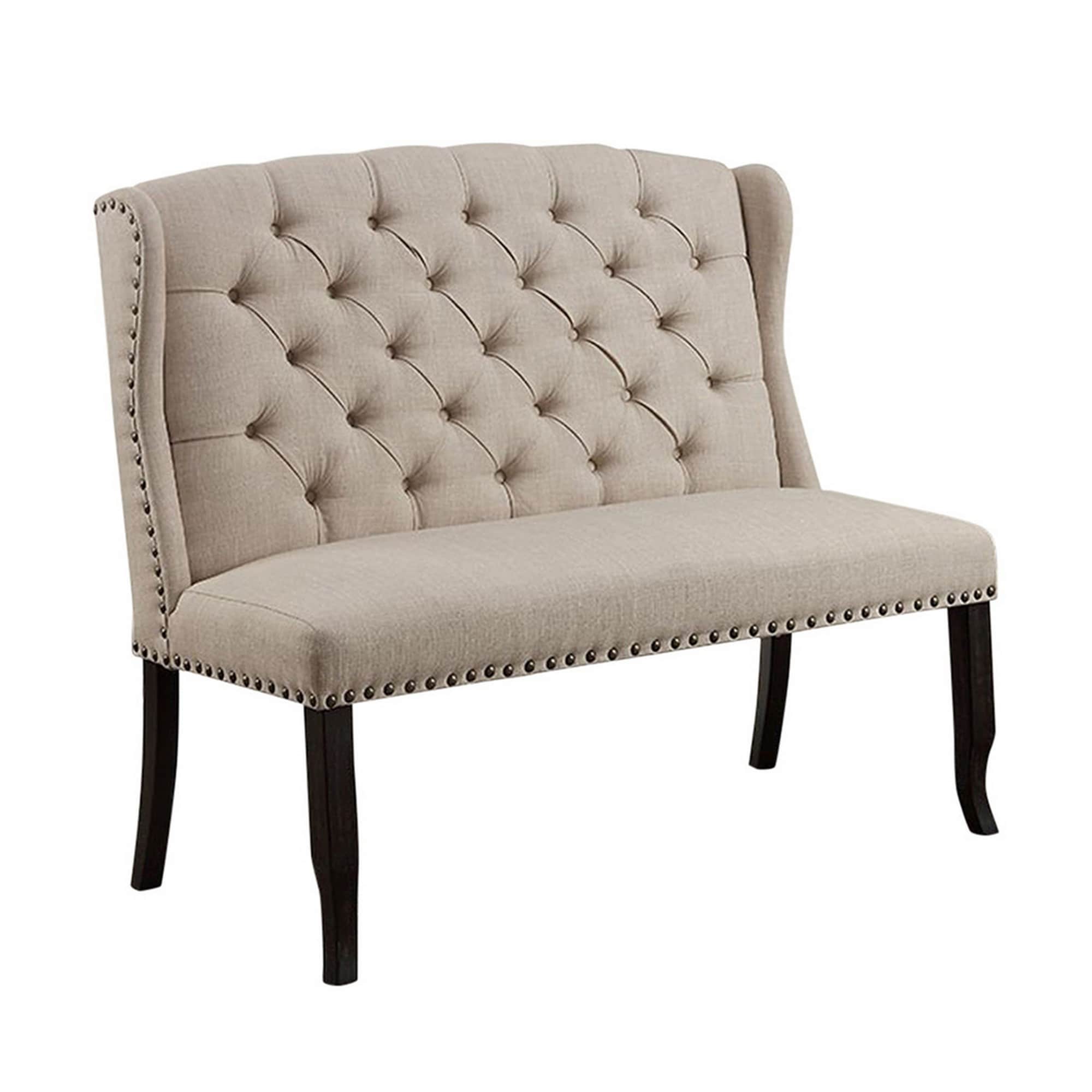 Sania I Rustic Bench Antique Black Finish