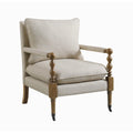 Fabric Upholstered Wooden Accent Chair With Manchette Armrest Beige And Brown