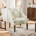 Fabric Upholstered Wooden Accent Chair With Swooping Armrests Multicolor