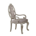 Fabric Upholstered Wooden Arm Chairs With Cabriole Legs White And Gray Set Of Two