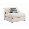Fabric Upholstered Wooden Armless Chair With Loose Cushion Seat Beige