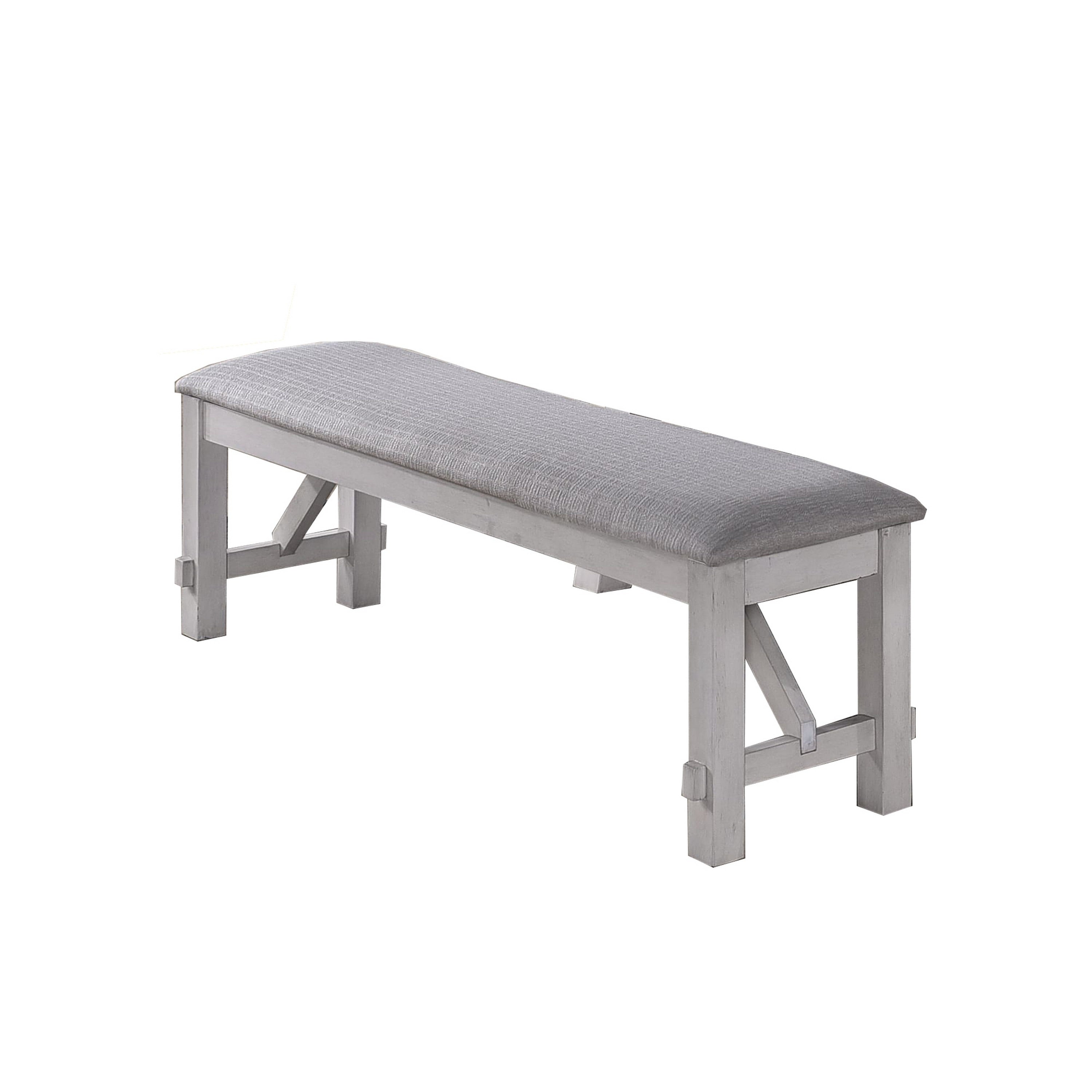 Fabric Upholstered Wooden Bench With Braces Gray