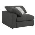 Fabric Upholstered Wooden Corner Chair With Loose Cushion Seat Gray