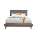 Fabric Upholstered Wooden Eastern King Size Platform Bed With Splayed Legs Gray