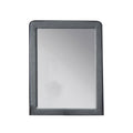 Fabric Upholstered Wooden Frame Mirror With Welt Trim Light Gray