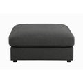Fabric Upholstered Wooden Ottoman With Loose Cushion Seat Dark Gray