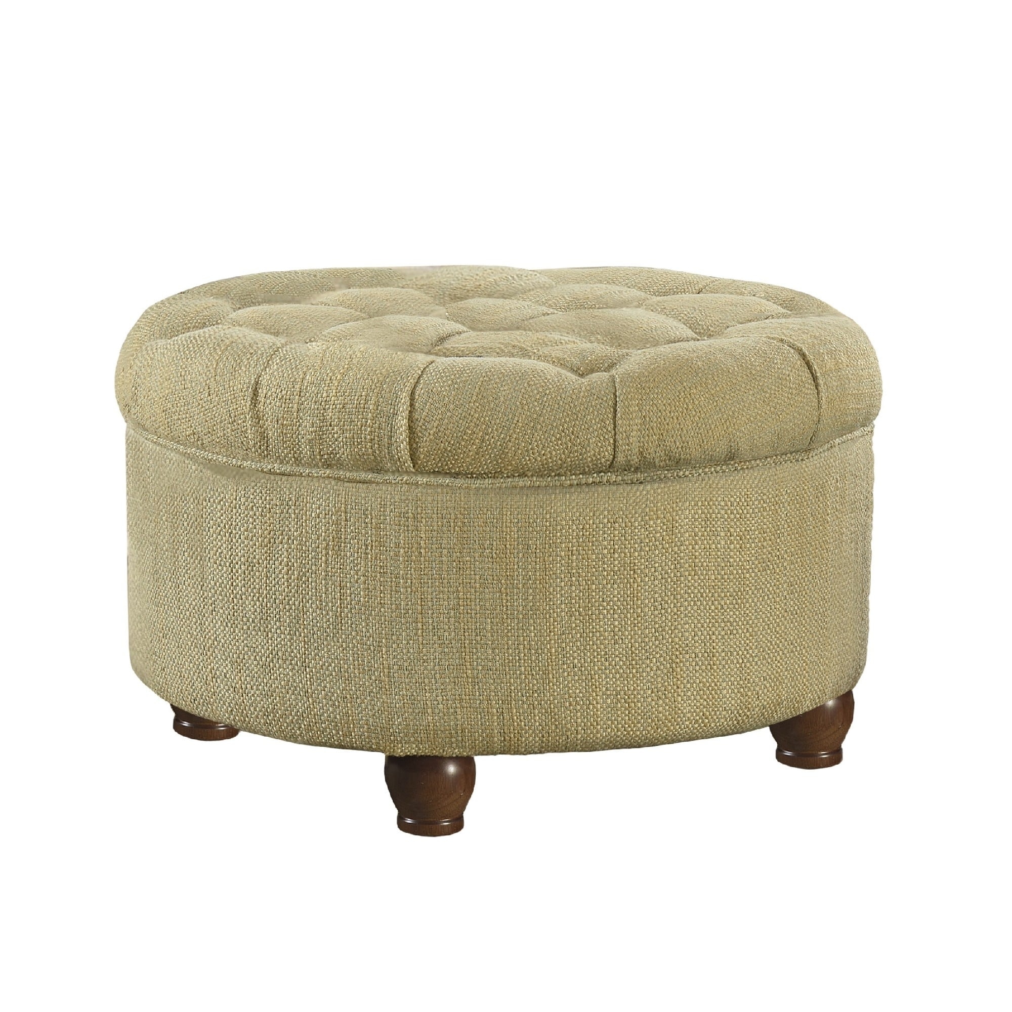 Fabric Upholstered Wooden Ottoman With Tufted Lift Off Lid Storage Beige And Brown