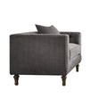 Fabric Upholstered Wooden Sofa Chair With Nail Head Trim Gray
