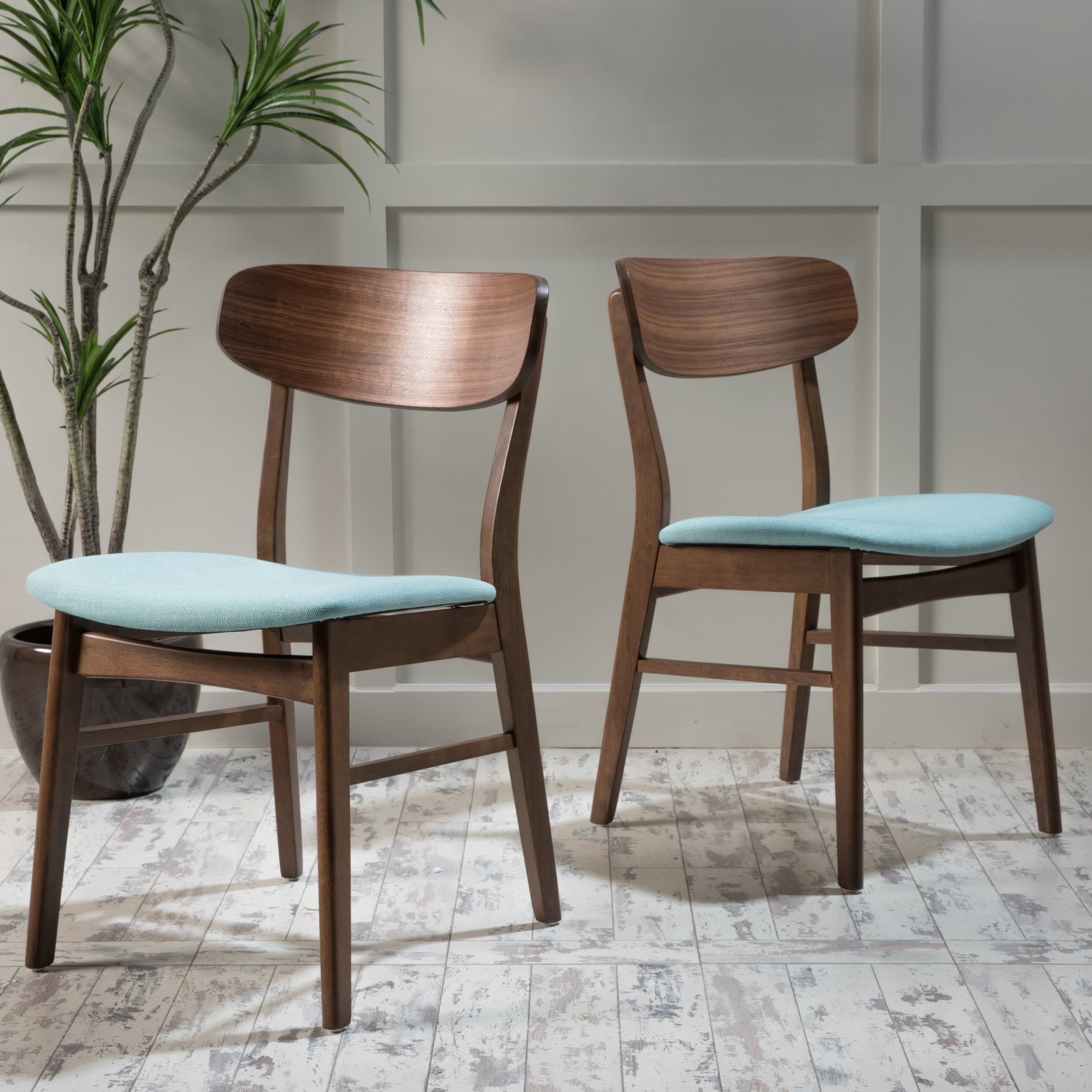 Christopher Knight Fabric Upholstered Wood Dining Chairs Set Of 2