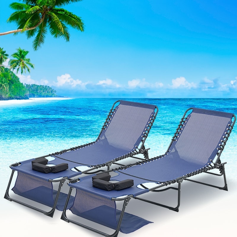 Face Down Chaise Lounge Chair 5 Position Adjustable Sunbathing Foldable Tanning Chair With Fac Beach 2 Pcs