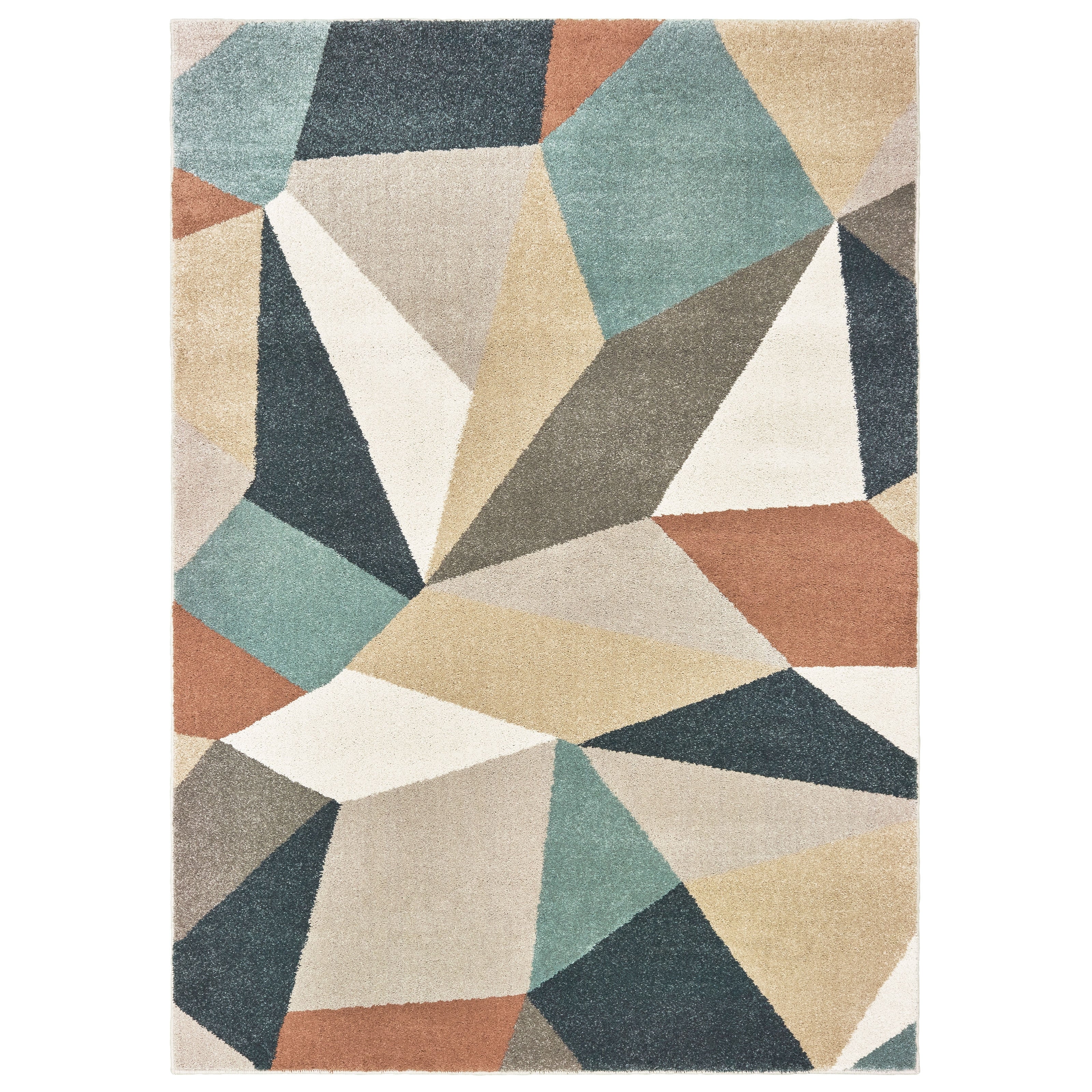 Faceted Geometric Blue Orange Area Rug 710 X 10