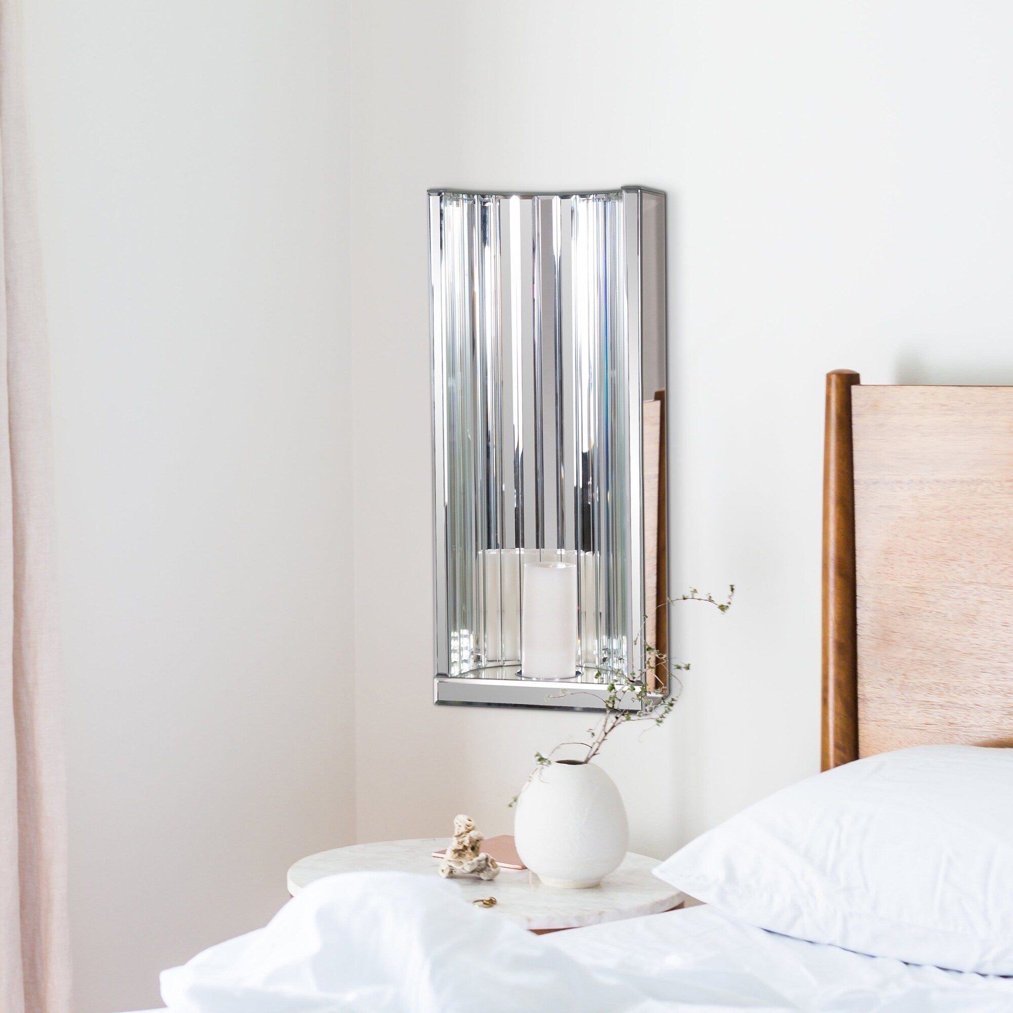 Faceted Mirror Wall Sconce 24 Tall Glass Candle Wall Sconce