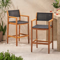 Fairfax Outdoor Acacia Wood Barstools With Outdoor Mesh Set Of 2 By Christopher Knight Home