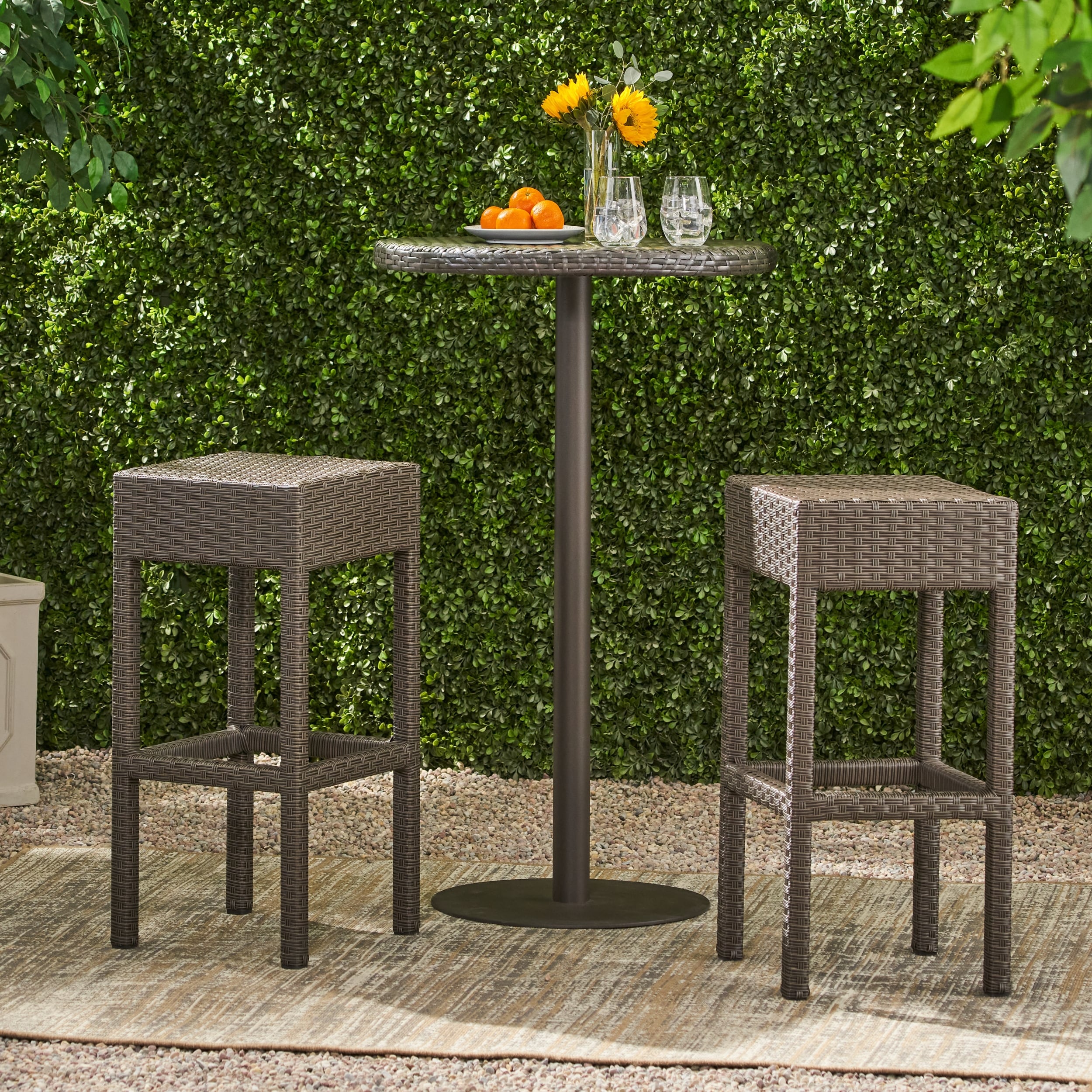 Havenside Home Fairfax Outdoor Brown Wicker Backless Counter Stool Set Of 2