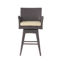 Havenside Home Fairfax Outdoor Wicker Swivel Armed Cushion Barstool