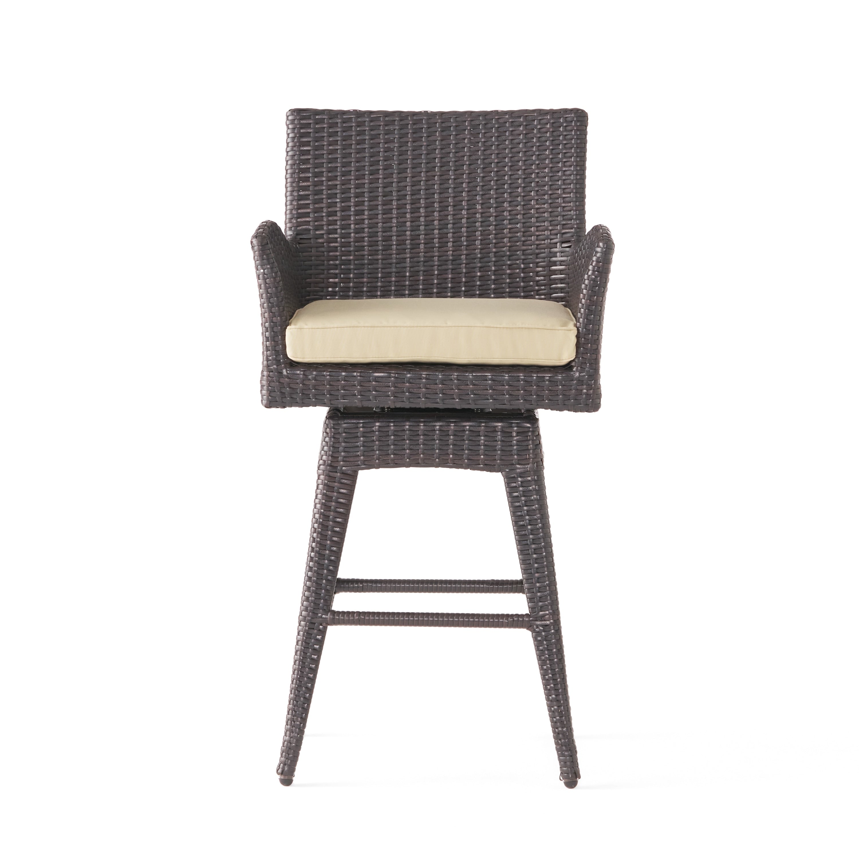 Havenside Home Fairfax Outdoor Wicker Swivel Armed Cushion Barstool