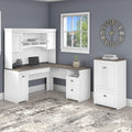 Copper Grove Khashuri L Shaped Desk With Hutch And Storage Cabinet With Drawer In Antique White And Tea Maple