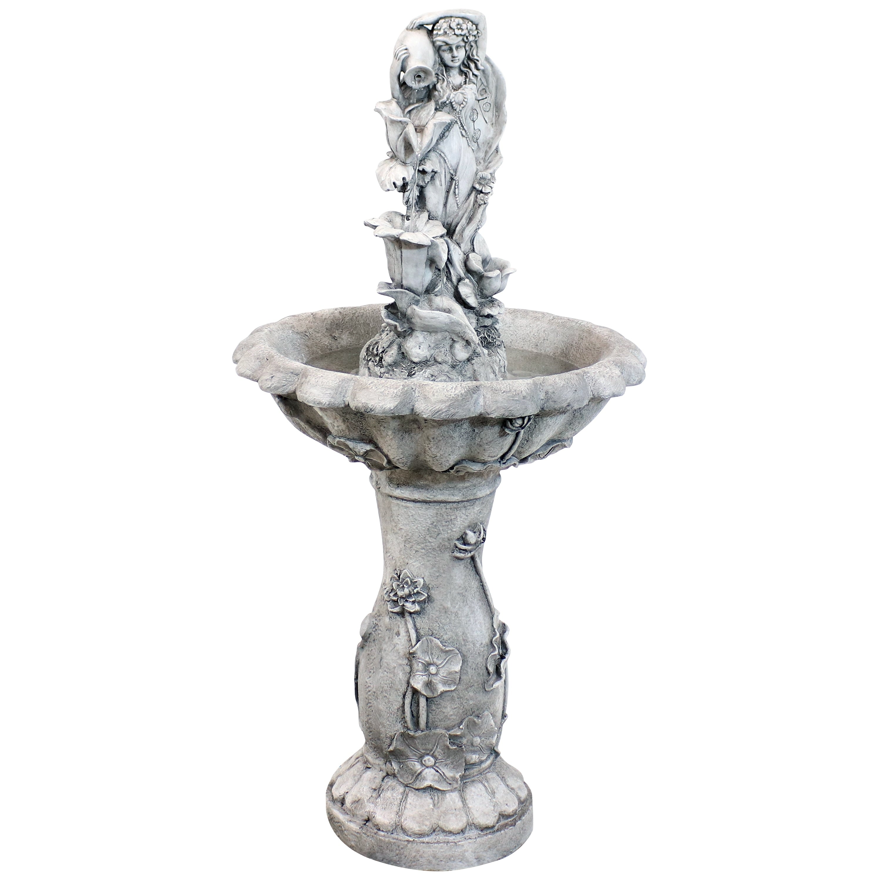Sunnydaze Fairy Flower Solar On Demand Outdoor Water Fountain 42 Inch