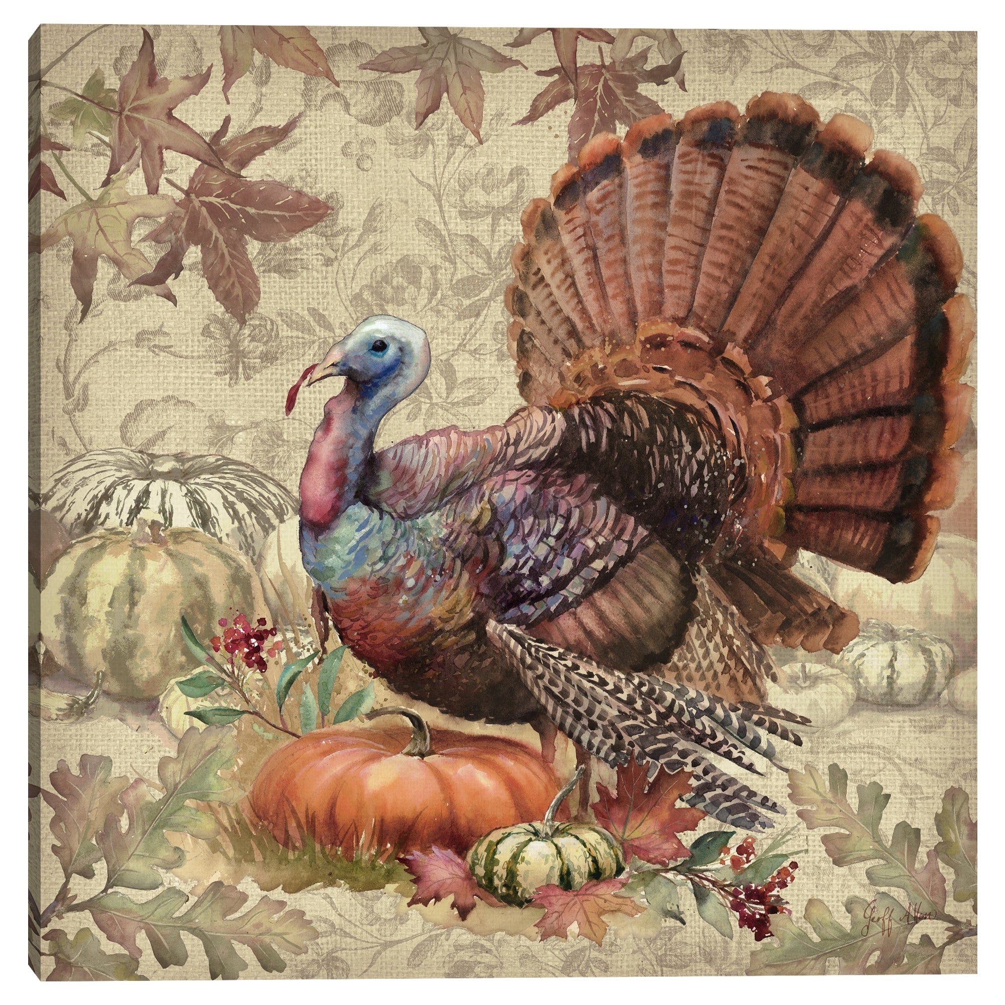 Fall Fowl Turkey By Geoff Allen Canvas Art Print