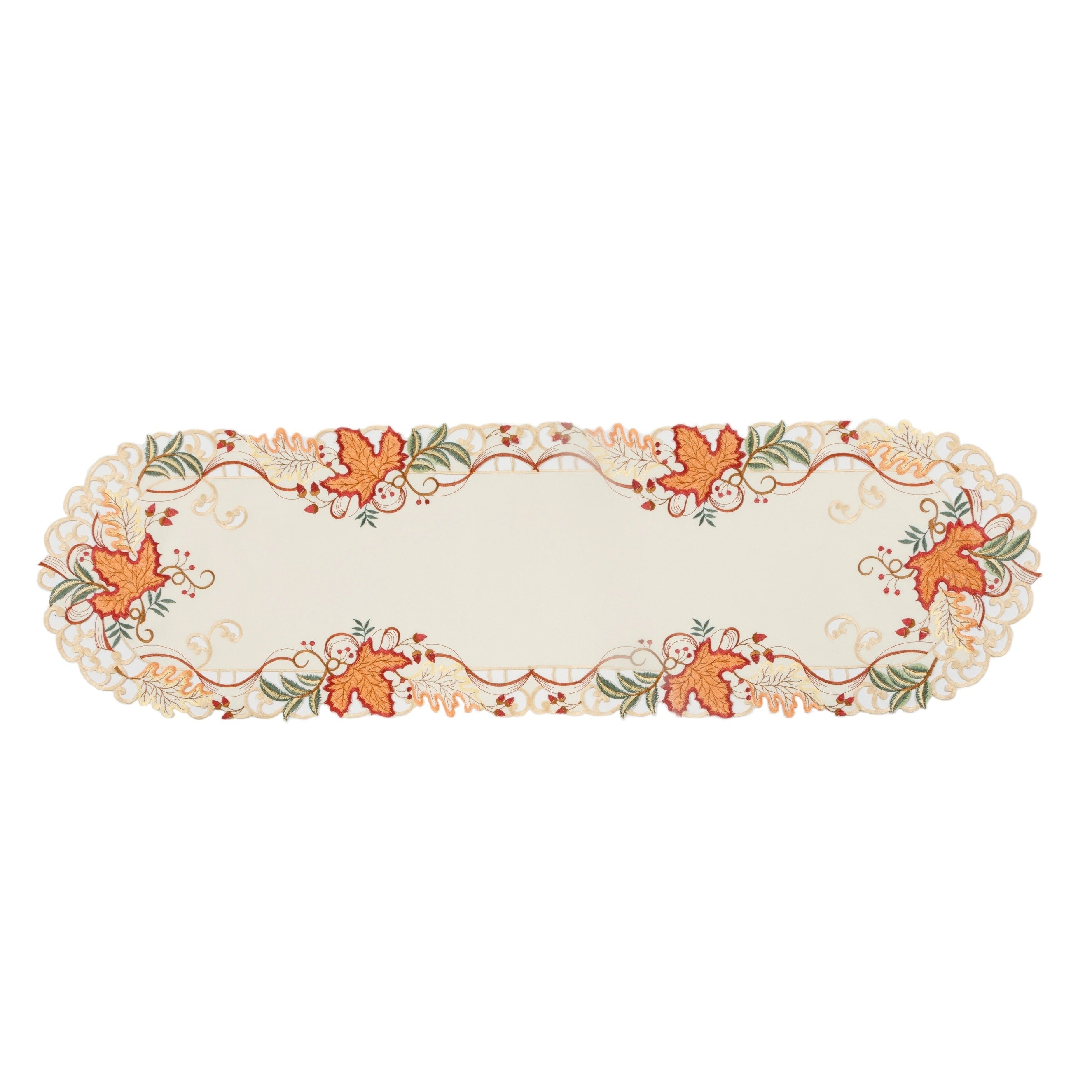 Falling Leaves Embroidered Cutwork 15 By 34 Inchtable Runner
