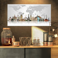 Famous Monuments Across World Art Canvas Print Grey