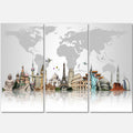 Famous Monuments Across World Art Glossy Metal Wall Art 36X28