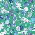 Fancy Cats Green Peel And Stick Wallpaper