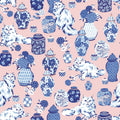 Fancy Cats Pink Peel And Stick Wallpaper