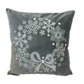 Fancy Holiday Reef Silver Embroidered Velvet Poly Or Fether Filled Throw Pillow