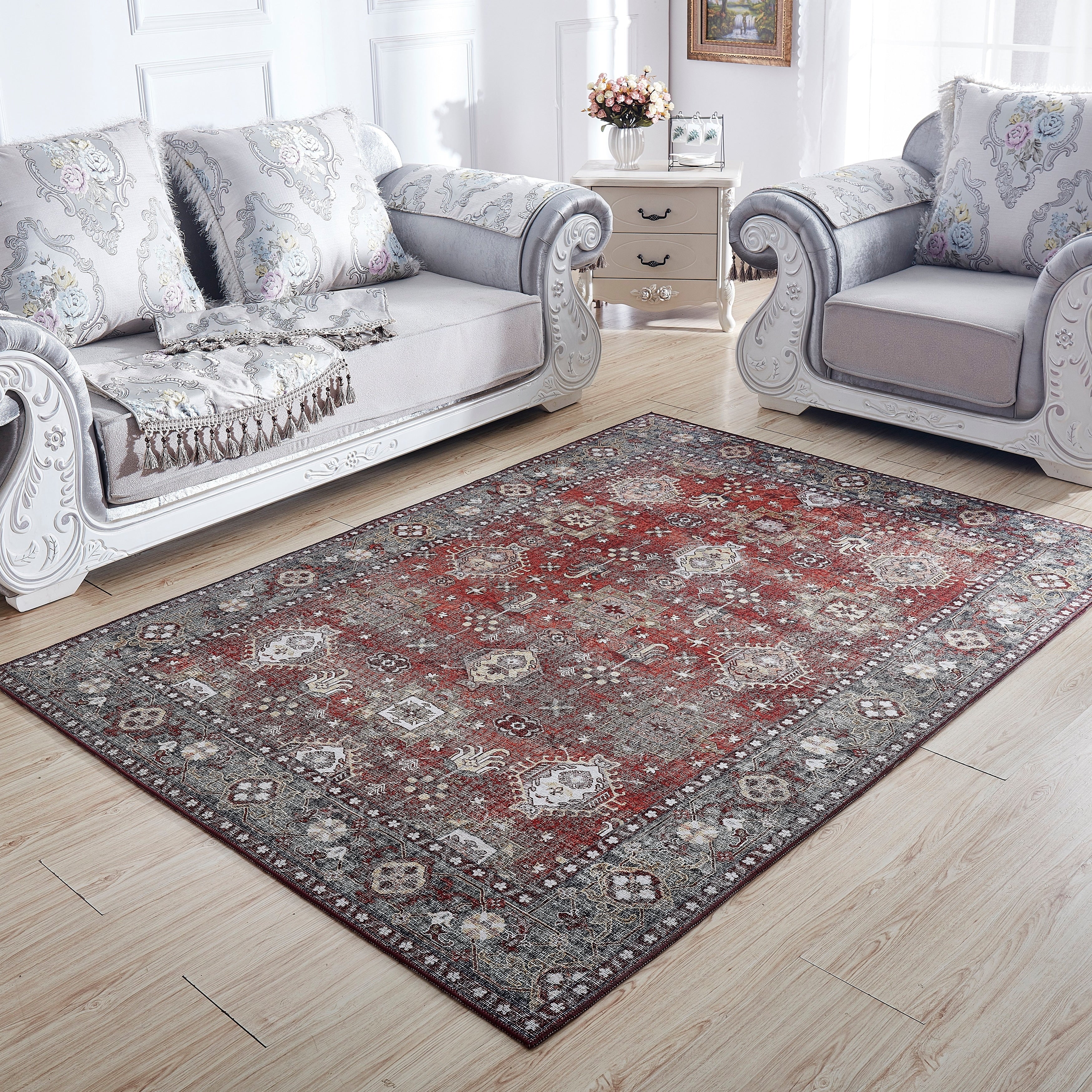 Fantasy Collection Black Area Rug