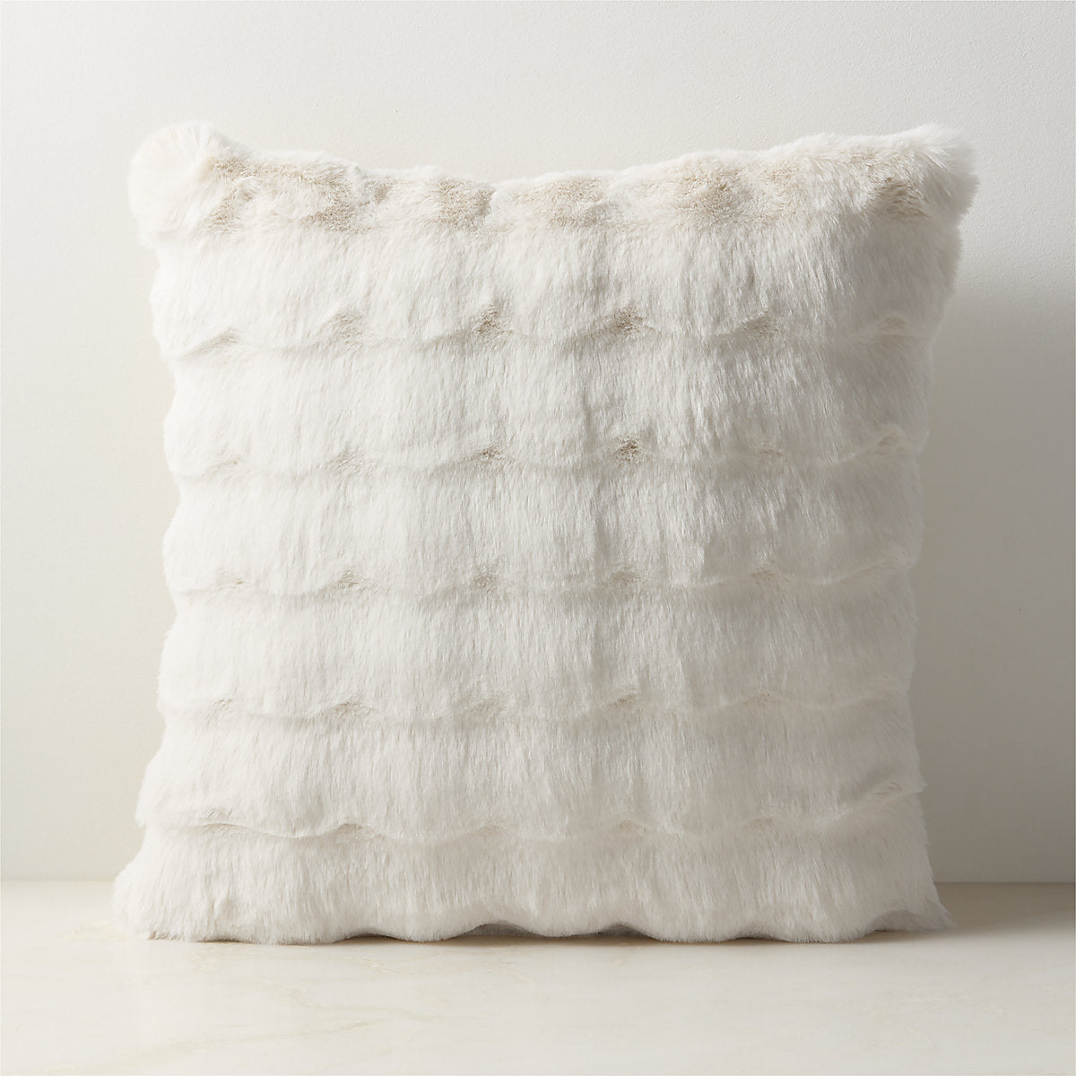 Farleigh Warm White Faux Fur Throw Pillow Cover and Throw Blanket Set